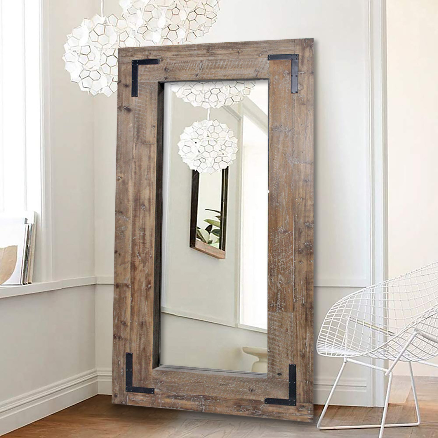 Union Rustic Osias Wood Beveled Distressed Full Length Mirror Reviews Wayfair